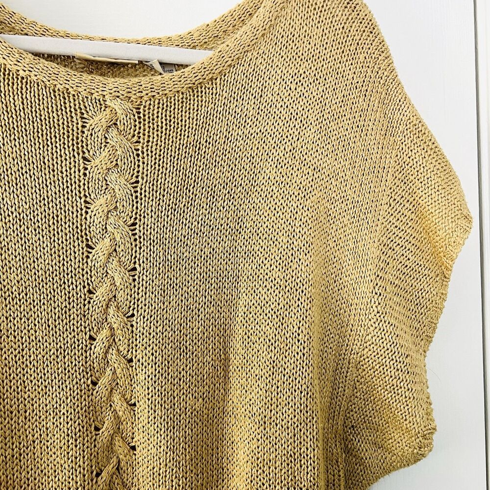 Vintage Liz Claiborne Metallic Gold Silk Blend Knit Top Blouse Size Medium